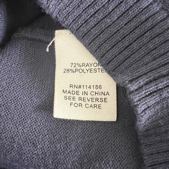 89th & Madison Blue & Gray Accented Cowl Neck High-Low Sweater - Size Medium - Picture 7 of 7